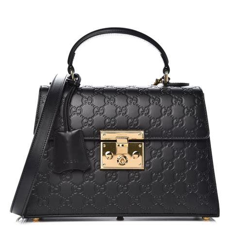 gucci guccissima small padlock signature top handle bag black